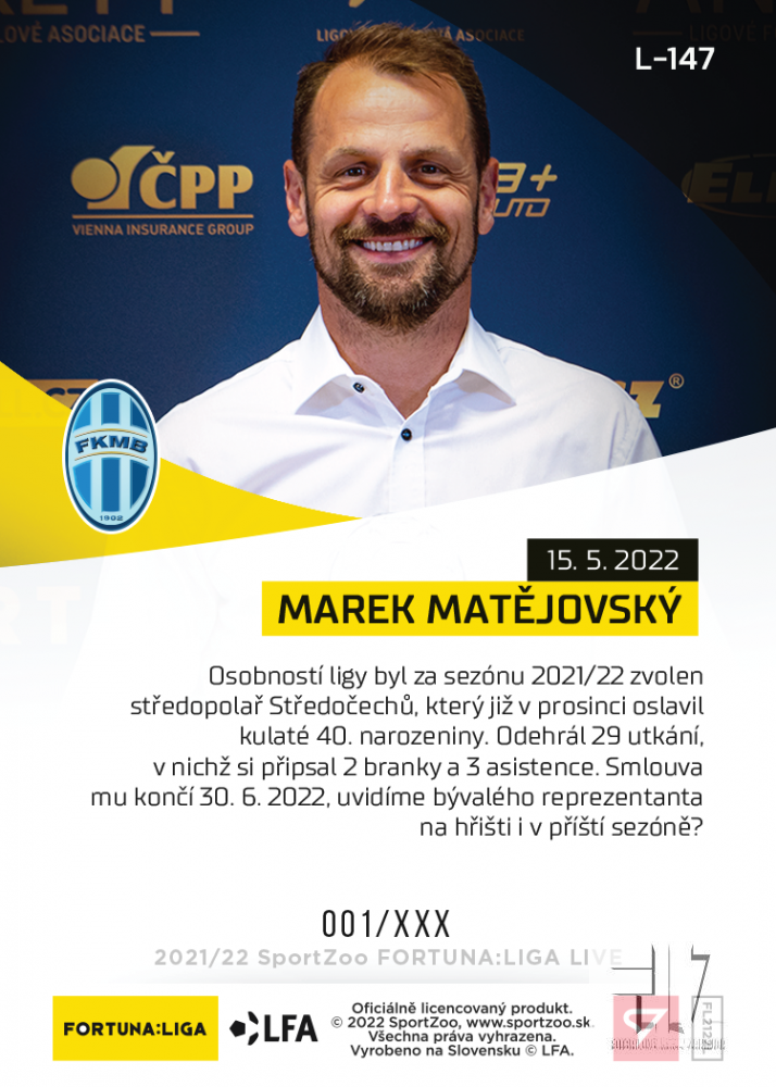 F:L.21/22 LIVE Limited Ocenění - Matějovský #?/55