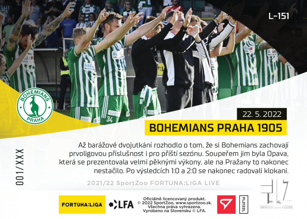 F:L.21/22 LIVE Limited Baráž - Bohemians Praha 1905 #?/47