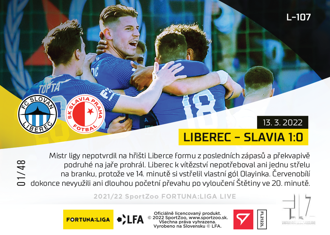 F:L.21/22 LIVE Limited 25.kolo - Liberec : Slavia 1:0 #?/48